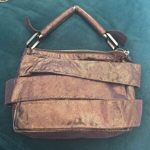 Fendi Metallic Purple Leather Straps Small Shoulder Bag